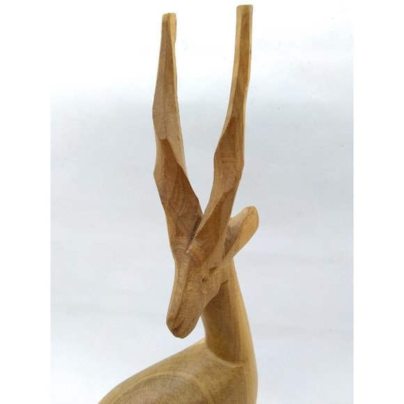 Pier1 Kenya HandCarved Wood Gazelle Antelope Mid Century Style Tall 12" Figurine - Picture 5 of 10